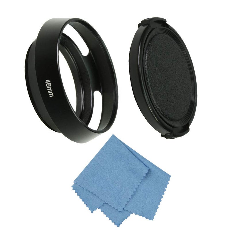 SIOTI 46mm Lens Hood, Oxidation Matte Anti Reflective Treatment, Aluminum Alloy, with 1 * 52mm Lens Cap, Compatible with Sony/Canon/Nikon/Fuji etc >40mm Camera Lens - Image 1